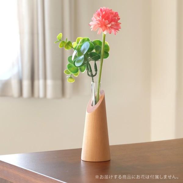 一生紀（ISSEIKI） 一輪挿し 花瓶 モダン 木製 ガラス 花器 デコラ 【3