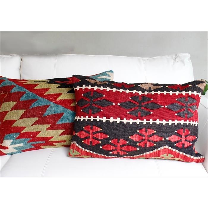オールドキリムクッション 長方形ビッグピロー Turkish Old Kilim