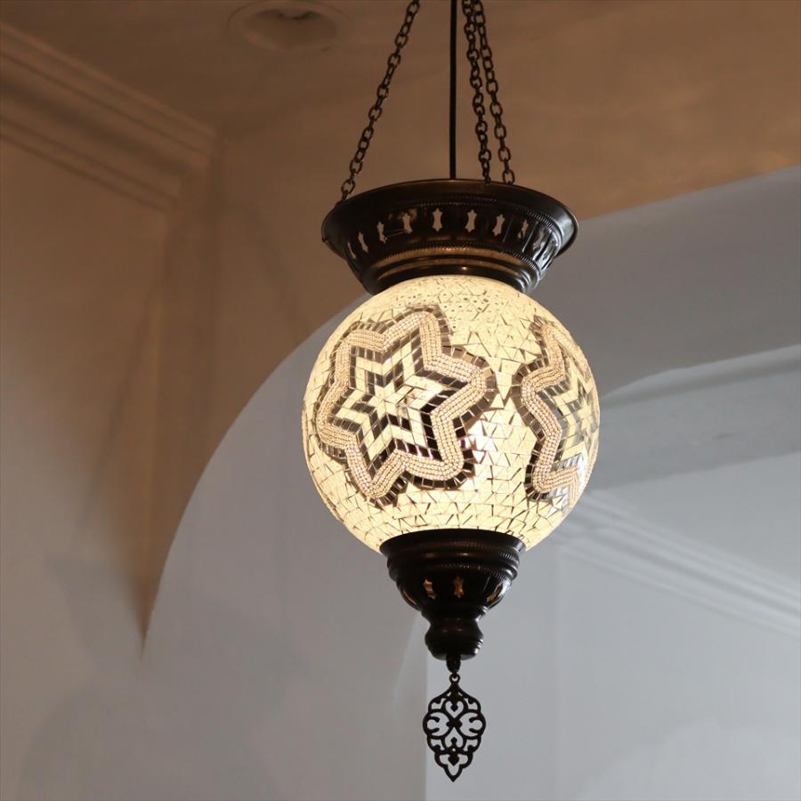 トルコランプ モザイクランプ 全高87cm 直径25cm ボール型 ホワイト