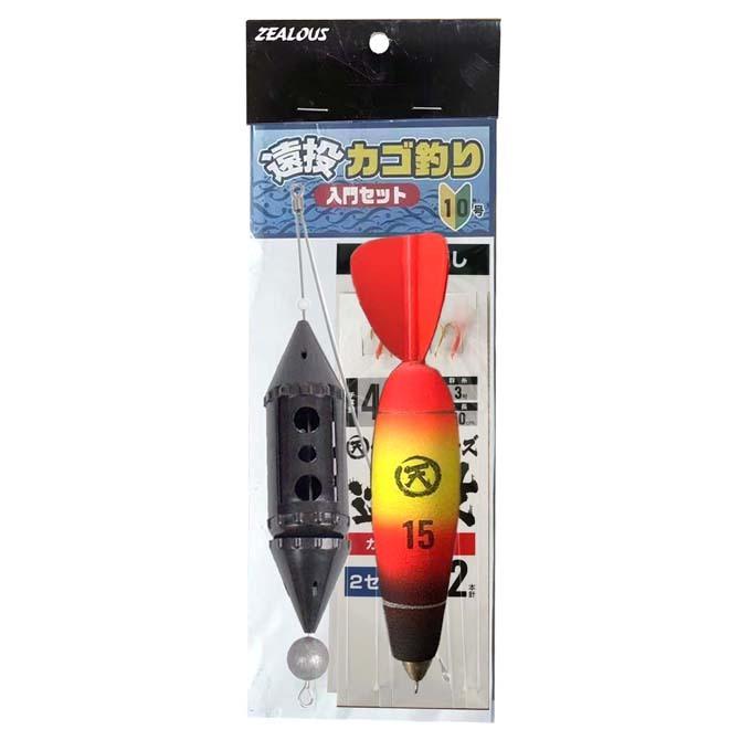 ZEALOUS 遠投カゴ釣り入門セット ウキサイズ12号~15号 仕掛2個入 カゴ