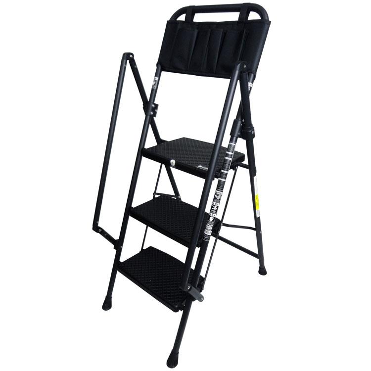 アルミス 踏み台 折りたたみ 3段 両手すり付き幅広踏み台3段 ブラック