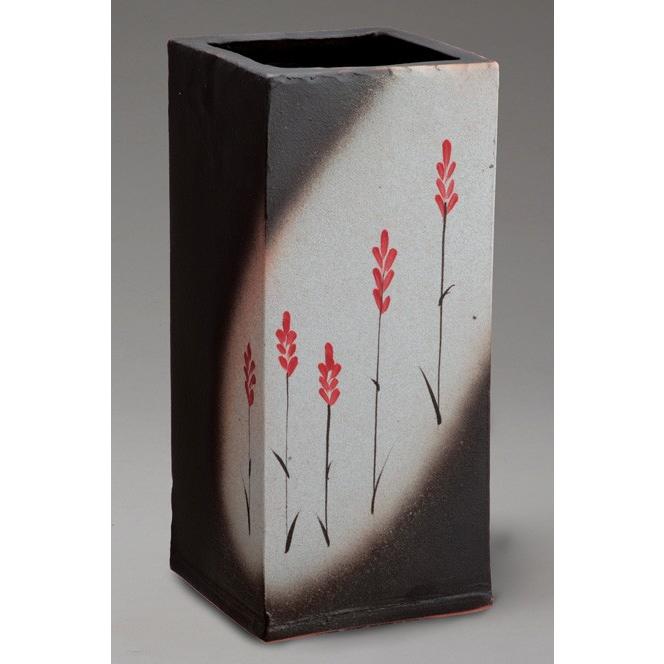 傘立て 陶器 信楽焼 赤花絵角型傘立 屋外 傘たて 傘入れ 傘置き 玄関