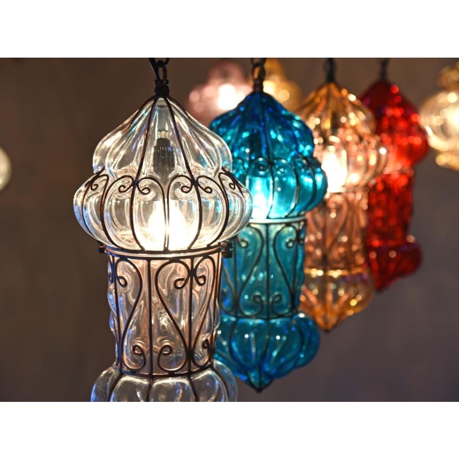 トルコランプ/ガラスペンダントランプ アイアンワークランプ 直径15cm