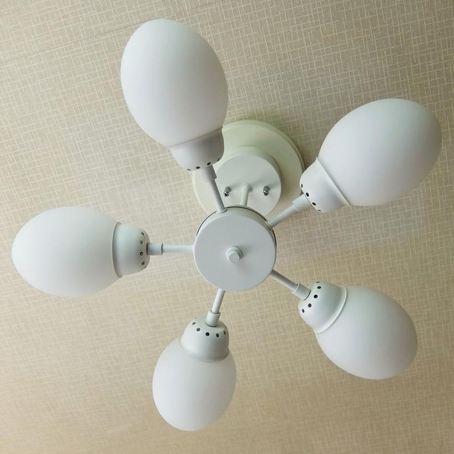 シーリングライト 天井照明 5灯 スポットライト ホワイト 乳白ガラス