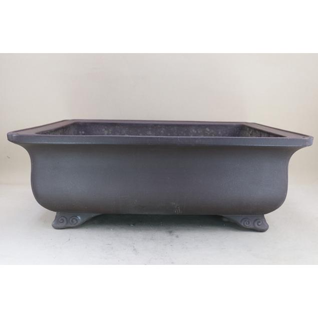 盆栽鉢】 時代鉢 佳山作 紫泥 雲足外縁長方鉢 超大型サイズ（左右56.5