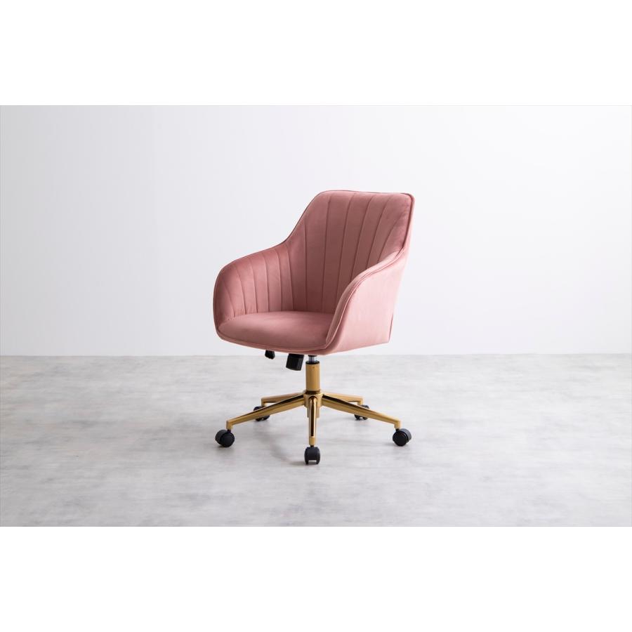 ベロア デスクチェア キャスター 華やか ガス圧昇降式 オシャレ 椅子