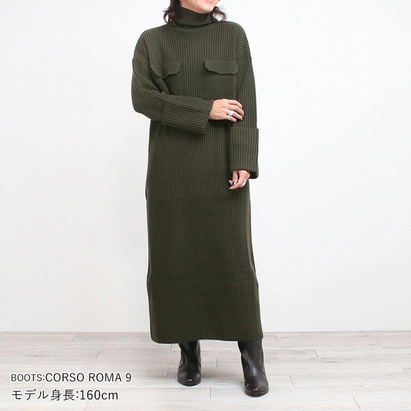 SACRA（サクラ） ニットワンピース リブニットワンピ EX.FINE LAMBWOOL