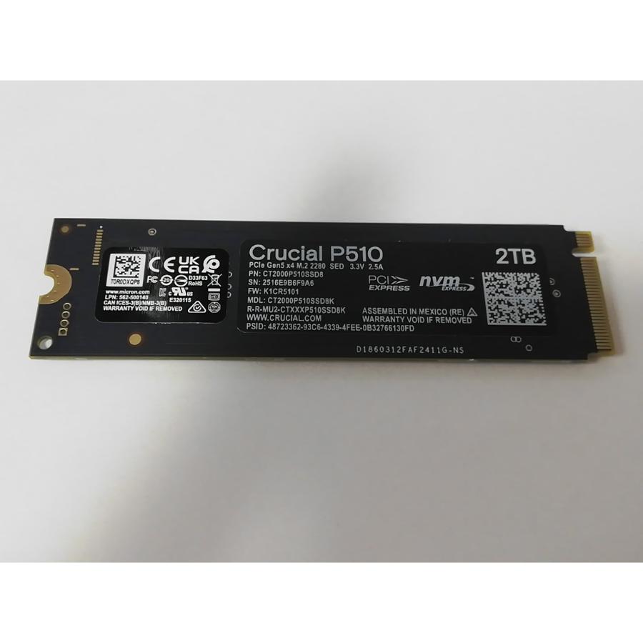 中古】Crucial P510 CT2000P510SSD8-JP 2TB(M.2 2280/PCIe5.0 NVMe