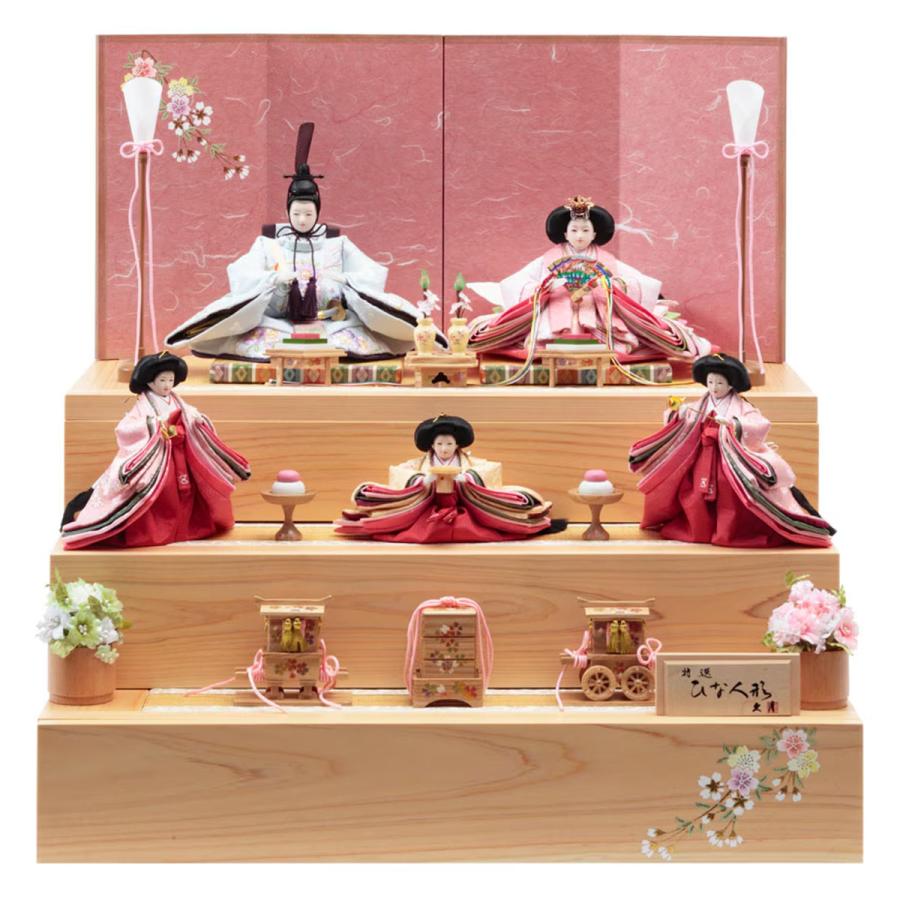 久月 雛人形 ひな人形 お祝い コンパクト 収納飾り 五人飾り 三段飾り