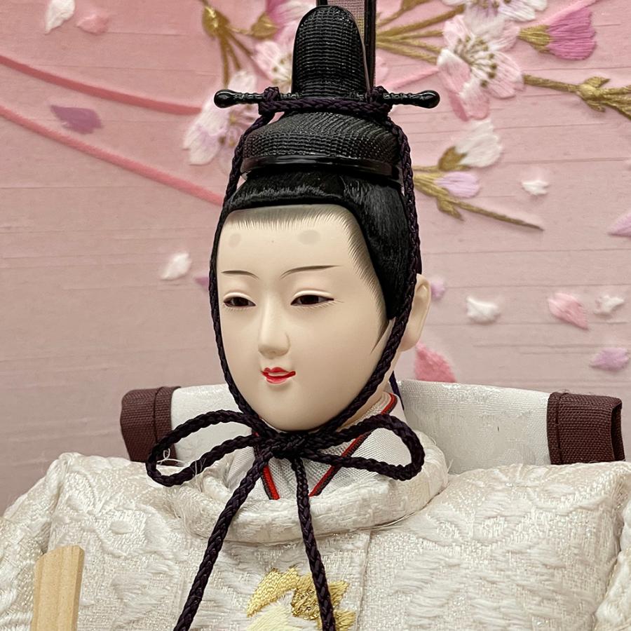 雛人形 コンパクト 白 赤 ひな人形 三段飾り 天然木 桜柄 おしゃれ