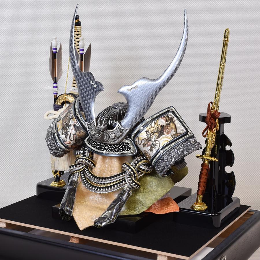 五月人形 コンパクト 武将 伊達政宗 大鍬兜 黒 ブラック ケース飾り