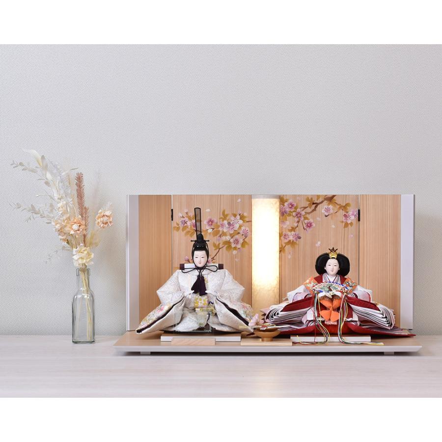 雛人形 コンパクト 刺繍 ひな人形 親王飾り 平飾り 白 ホワイト orijin