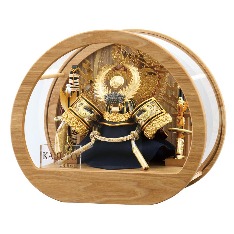 五月人形 コンパクト ケース入り 円型 丸形 徳川 兜 5号 金 徳川家康