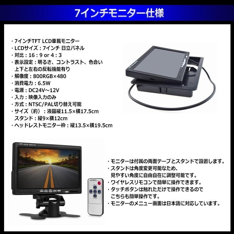 7インチ オンダッシュモニター 12V-24V対応 液晶モニター リモコン切替