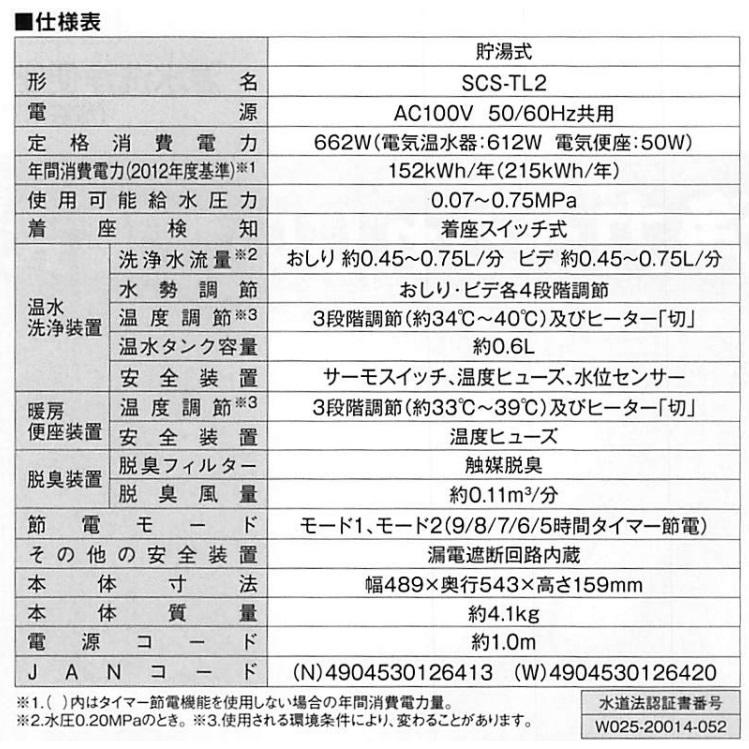 東芝ライテック 東芝温水洗浄便座（貯湯式）クリーンウォッシュ SCS