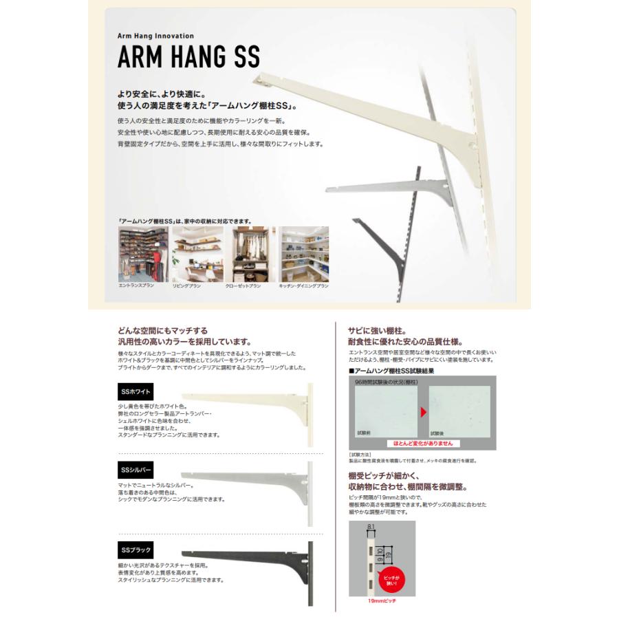 南海プライウッド アームハング棚柱SS 棚受 木質棚板用 奥行200タイプ