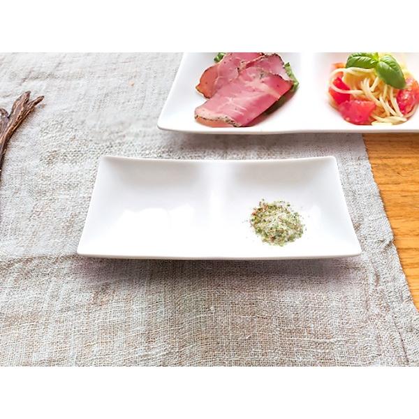kowake 二つ仕切りプレート 16.5cm 日本製 美濃焼 陶器 洋食器 白い