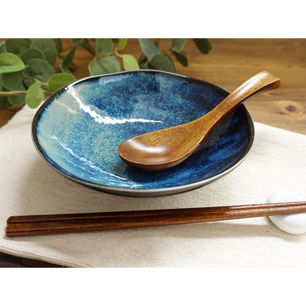 中鉢 17.2cm 窯変 紺 ネイビー ブルー 青系 浅鉢 和食器 おしゃれ