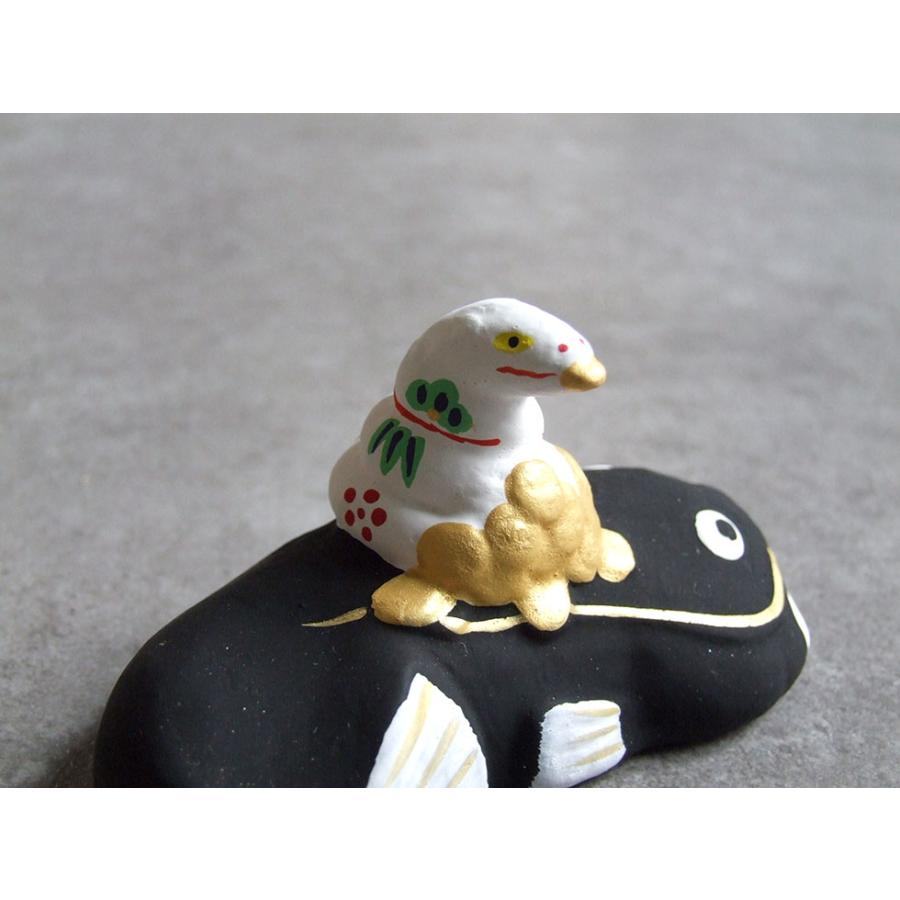 郷土玩具 民藝 福島県 工房千想 鯰乗り巳 干支 蛇 縁起物 置物 開運