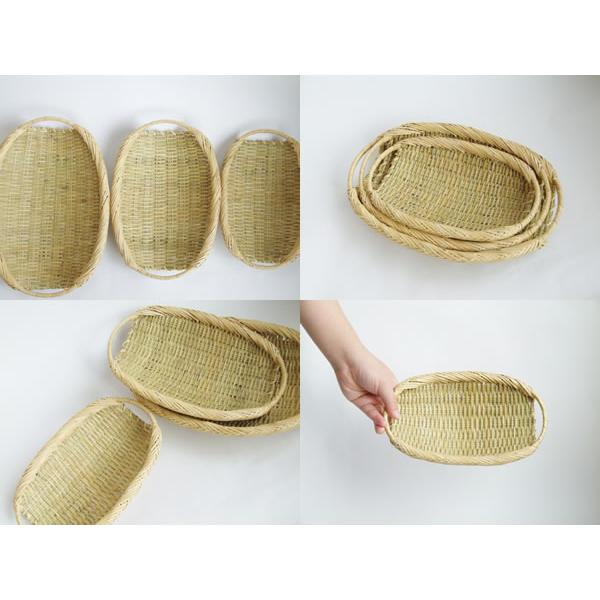 岩手県二戸 鳥越竹細工 スズ竹(篠竹) 持ち手付 楕円ざるB 小 : おまめ