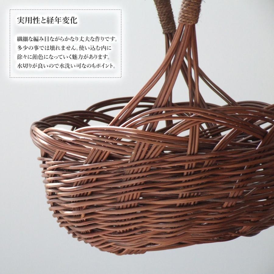 沖縄県 今帰仁村のわらび細工 わらび 縄巻手付かご 32×28 : おまめ