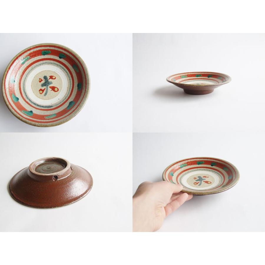 やちむん 民藝 読谷山焼 北窯 松田米司 6寸皿 中皿 赤絵1 : おまめ