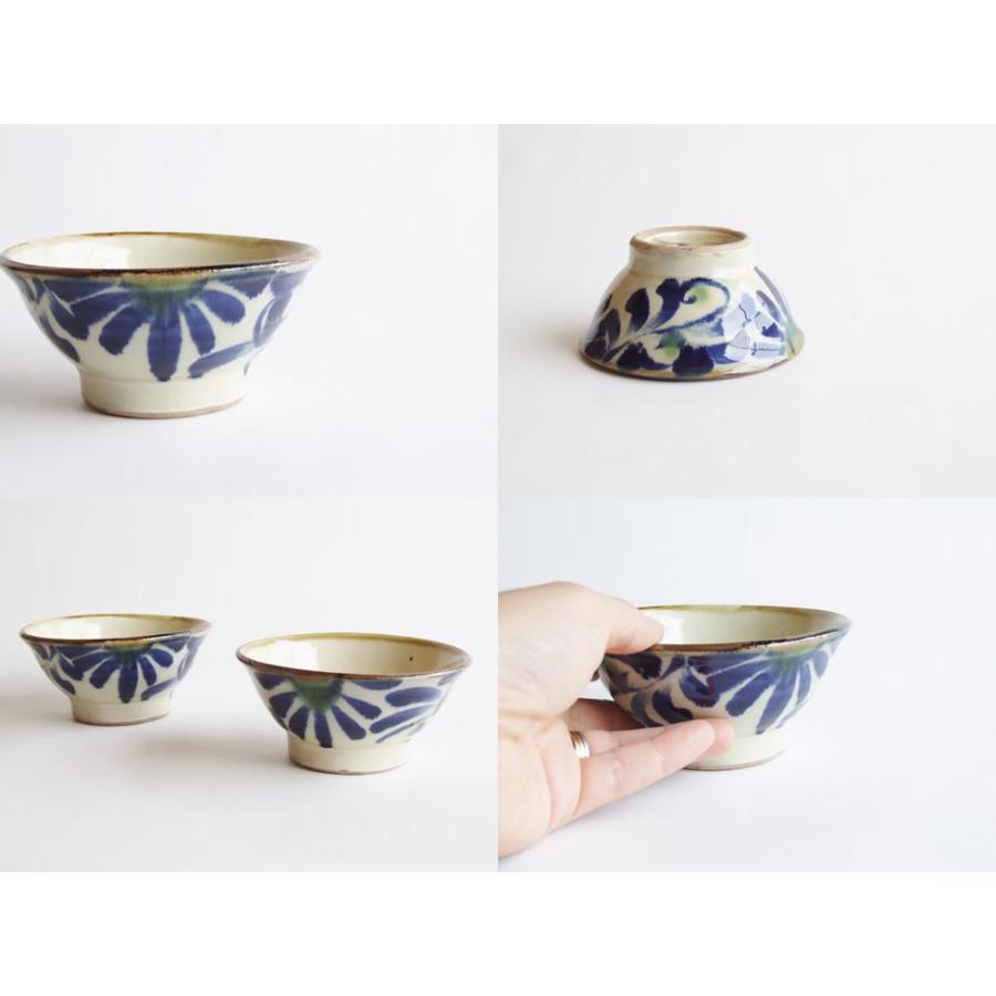 やちむん 民藝 工房福田 福田健治4寸マカイ(お茶碗)コバルト唐草