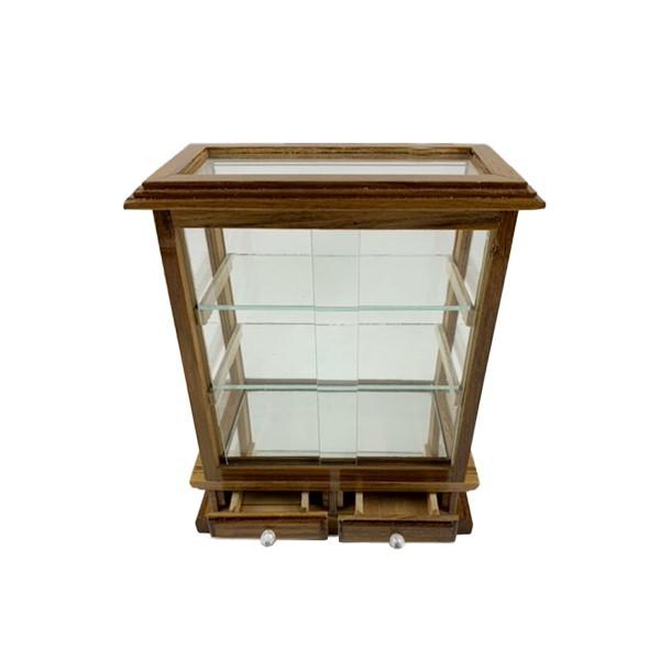 ミニチュア ショーケース 四角 背面引出し 木製ガラスケース