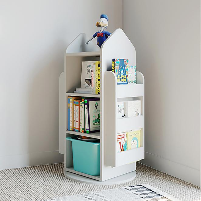 回転収納ラック ラック 棚 3段 木製 絵本ラック 回転式 絵本棚 子供用