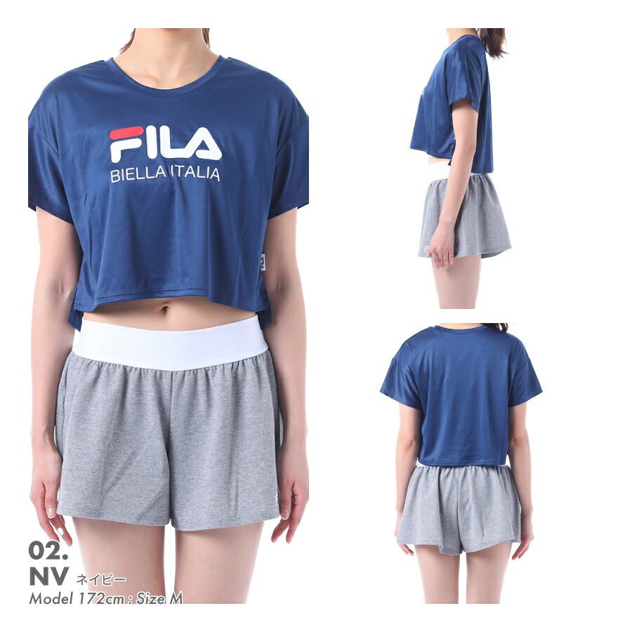FILA（フィラ） レディース 水着 4点セット ロゴTシャツ ブラック
