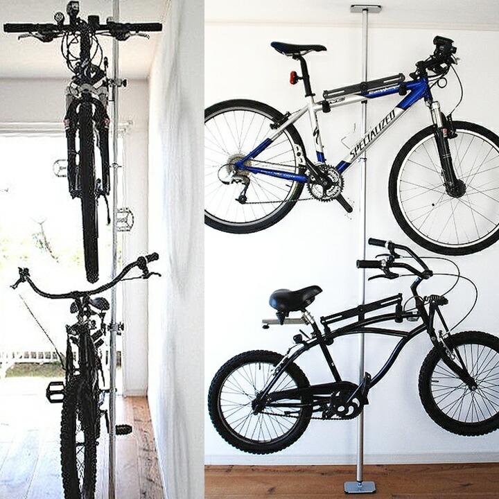 自転車ラック 横置き 突っ張り棒 3m 縦 ツッパリ君セット バイクラック