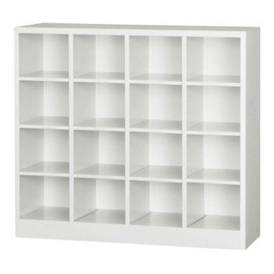 16人用 4列4段 シューズボックス オープンタイプ スチール ホワイト