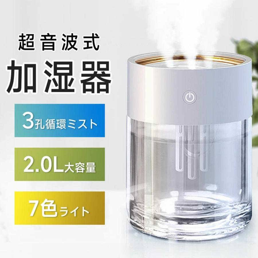 超音波 加湿器 大容量 卓上 静音 ミニ加湿器 空気清浄機 USB充電式