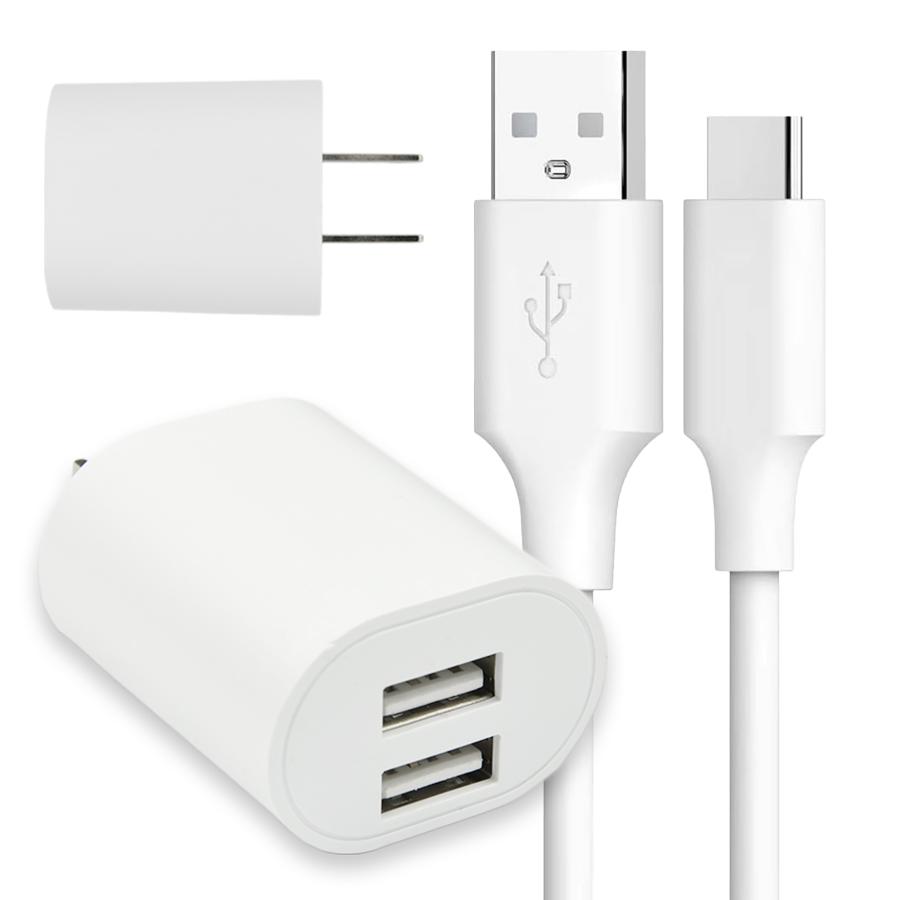 USB 電源 アダプタ タイプC ケーブル 1m 2口 充電器 セット Type-C AC
