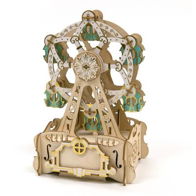 木製立体パズル ki-gu-mi 観覧車 オルゴール 3Dウッドパズル 組み立て