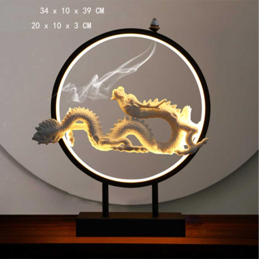 お香立て お香 ライト スタンド 龍 龍神 白龍 おしゃれ 陶器 ギフト