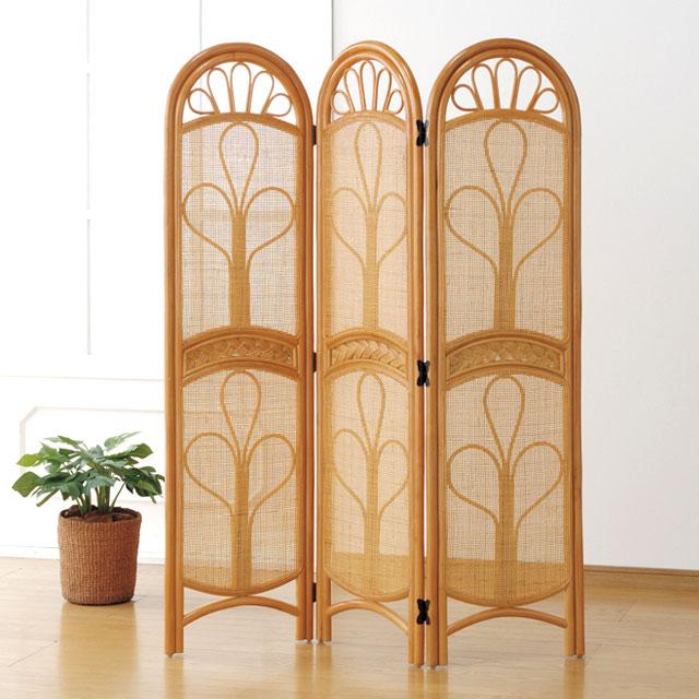 パーテーション 衝立 3連 目隠し 間仕切り ラタン 天然 籐 スクリーン