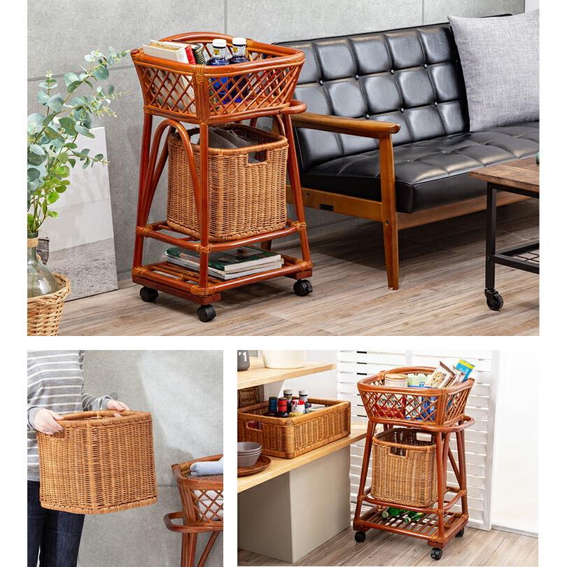 ラタン ランドリーラック ランドリーバスケット ランドリーワゴン 収納