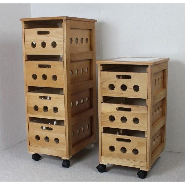 野菜ストッカー 4段 桐製 キャスター付き キッチンワゴン 野菜 ラック