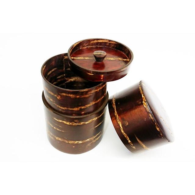 樺細工 Glossy 茶筒 コーヒー豆入れ 秋田 伝統工芸 桜皮細工