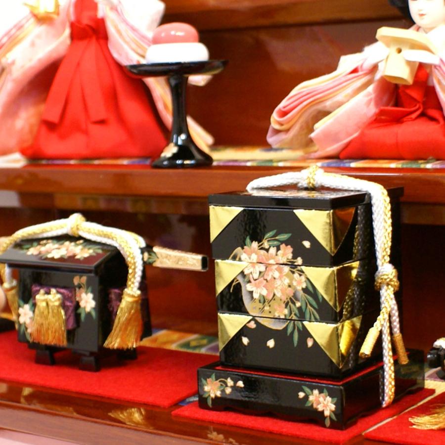 久月 雛人形 収納式三段飾り 幅50cm コンパクトサイズ 木製 S-38331