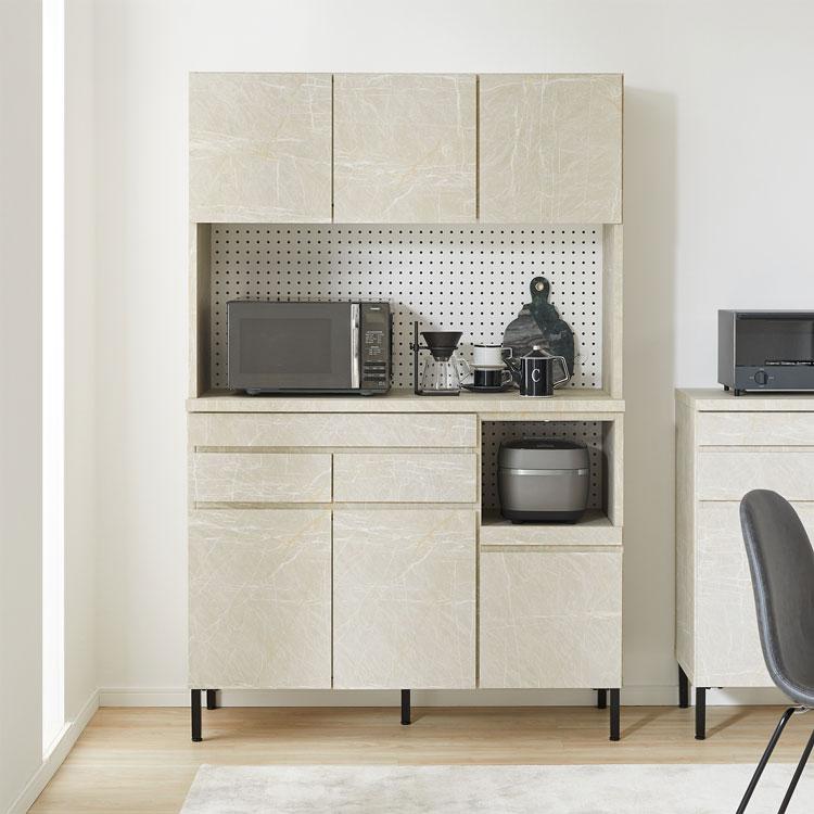 LOWYA（ロウヤ） 食器棚 おしゃれ 国産 幅120 レンジ台 キッチン収納