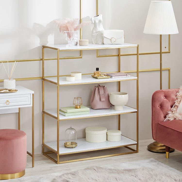 LOWYA（ロウヤ） オープンラック おしゃれ 大理石柄 かわいい 4段 幅