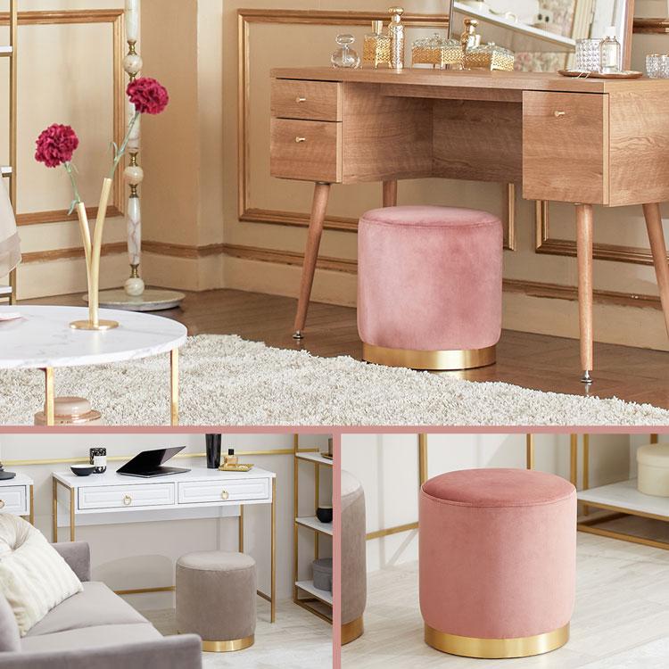 LOWYA（ロウヤ） スツール ベルベット調 ラウンドスツール 丸椅子