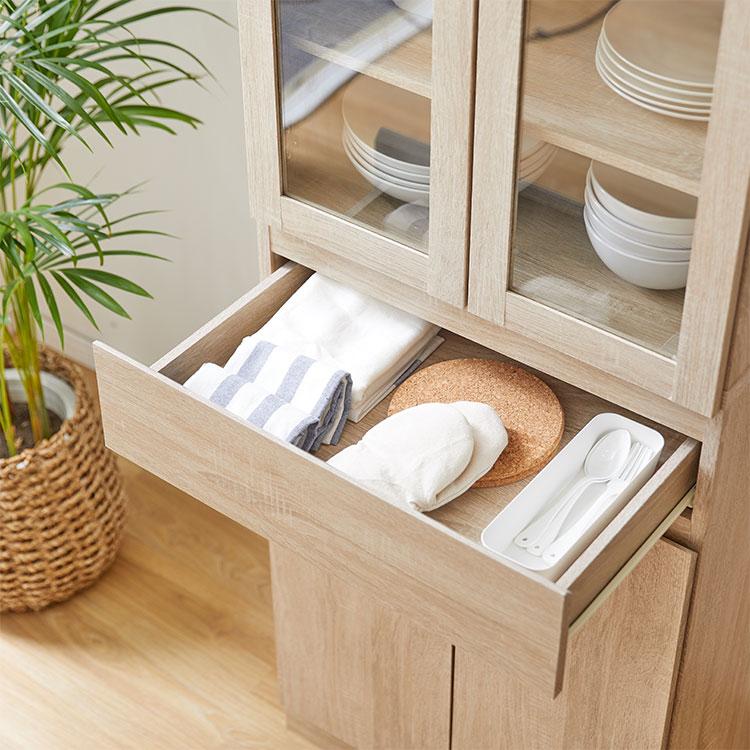 LOWYA（ロウヤ） 食器棚 60cm キッチン収納 おしゃれ スリム 台所