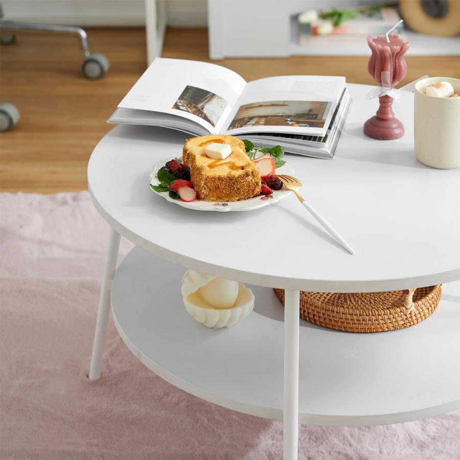 LOWYA（ロウヤ） テーブル ローテーブル 丸 おしゃれ 白 韓国風