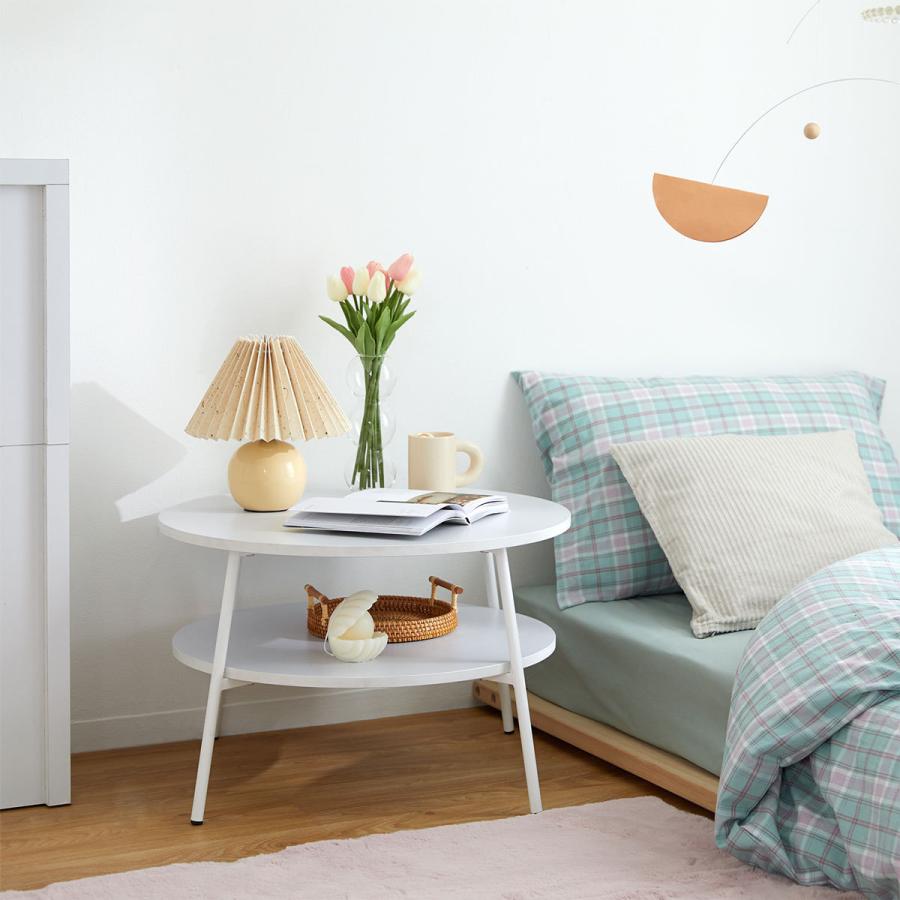 LOWYA（ロウヤ） テーブル ローテーブル 丸 おしゃれ 白 韓国風