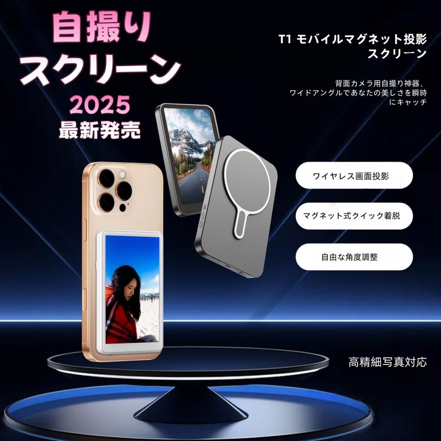 Aniyon 自撮りモニター,ポータブルモニター、磁石付き自撮りスクリーン