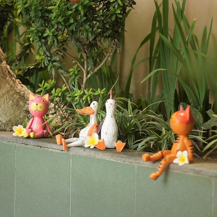 ぶらぶらウッドオブジェ 動物オブジェ 木彫り 動物 人形 ウッド