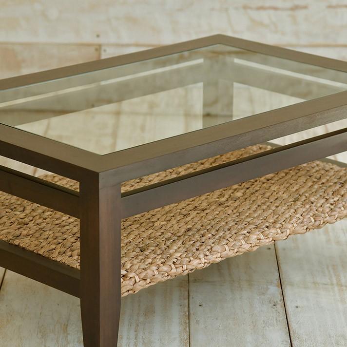 ウォーターヒヤシンス ローテーブル アジアン家具 W90cm ガラス